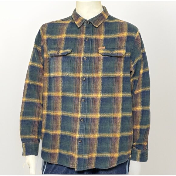 Orvis Big Bear Shirt Jacket Mens XL Blue Plaid Heavy Flannel Shacket Pockets - Picture 1 of 9